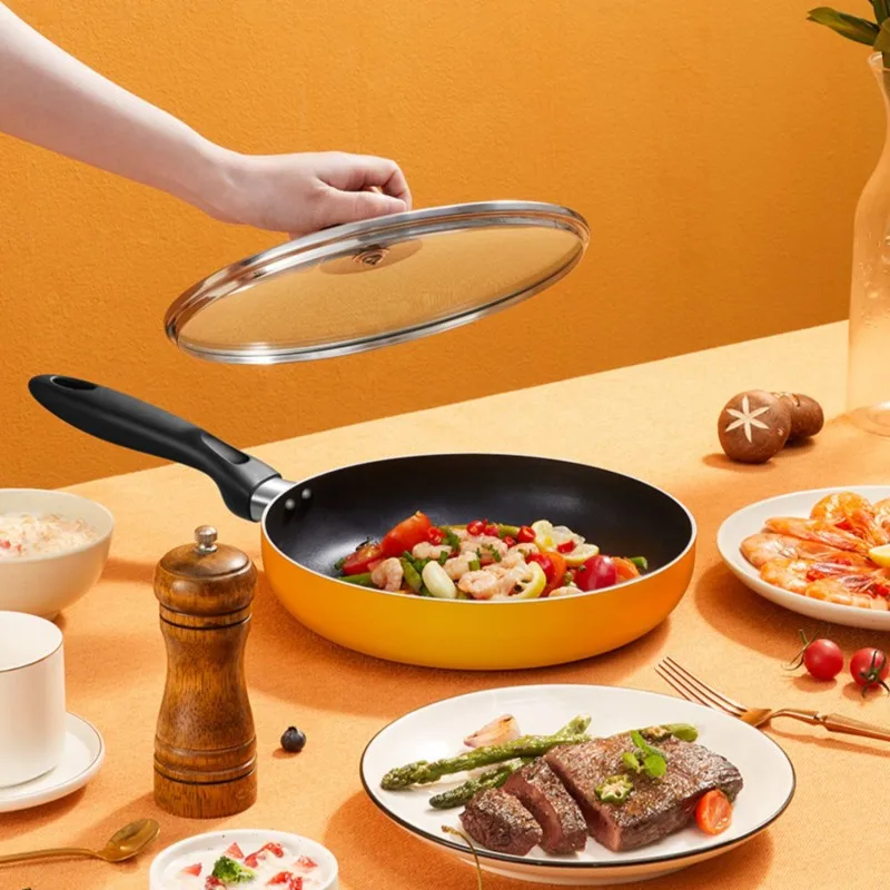 

Aluminum Alloy Frying Pan Nonstick Induction Cooker Gas Stove Kitchen Cooking Pot Frying Pan Fried Egg with Glass Cover Cookware