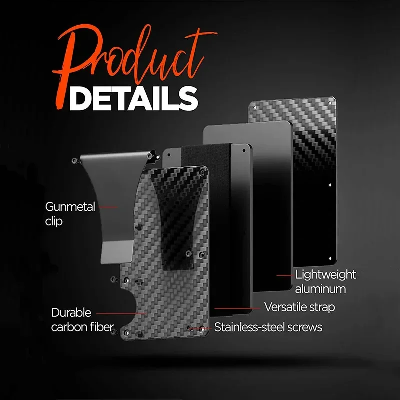 Credit Card Protect Clip Men Carbon Fiber Credit Card Holder Wallet New Minimalist Blocking Slim Metal Cardholder Portable
