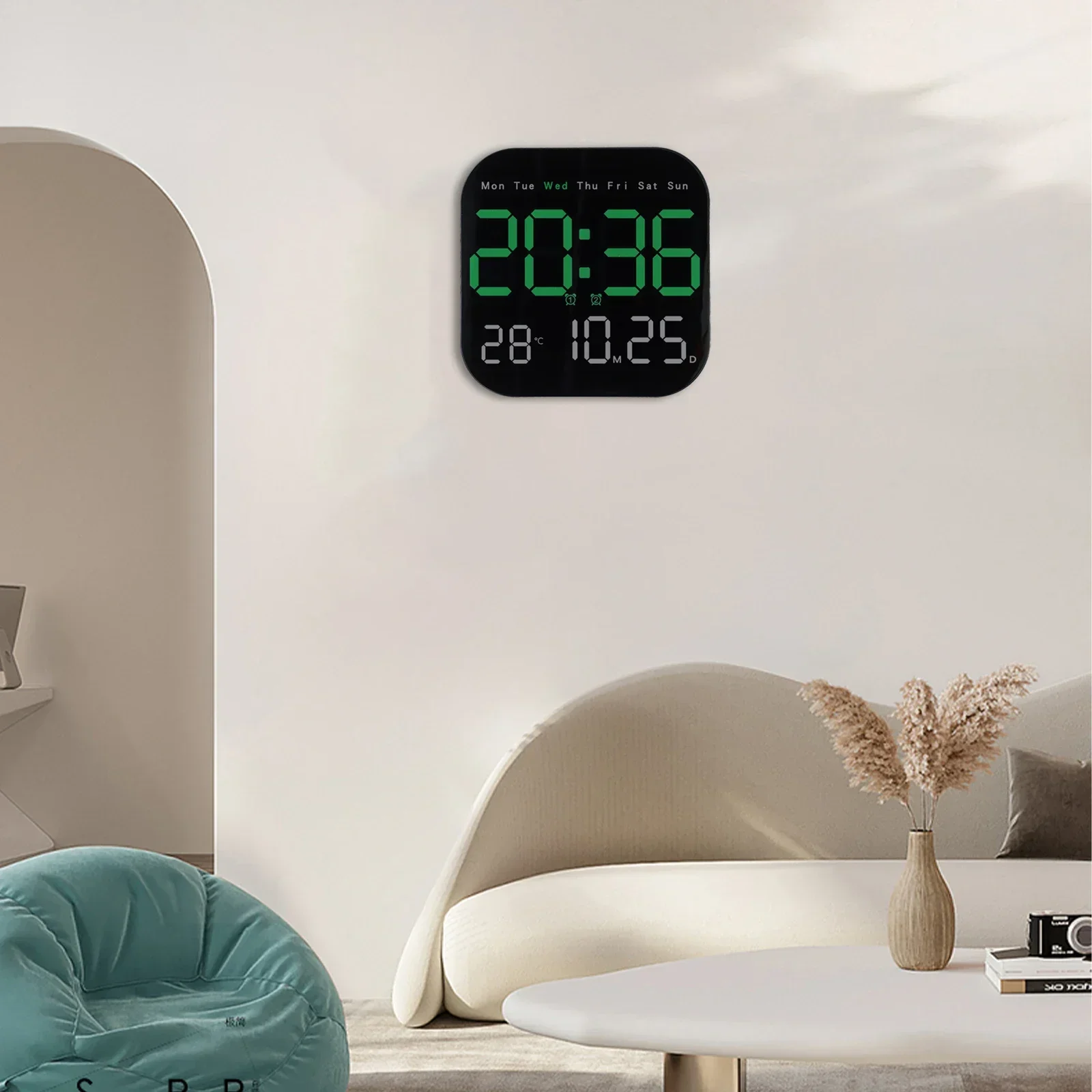 LED Digital Wall Clock Convenient Remote Control For Displaying Current Time and Temperature Date & Day of the Week