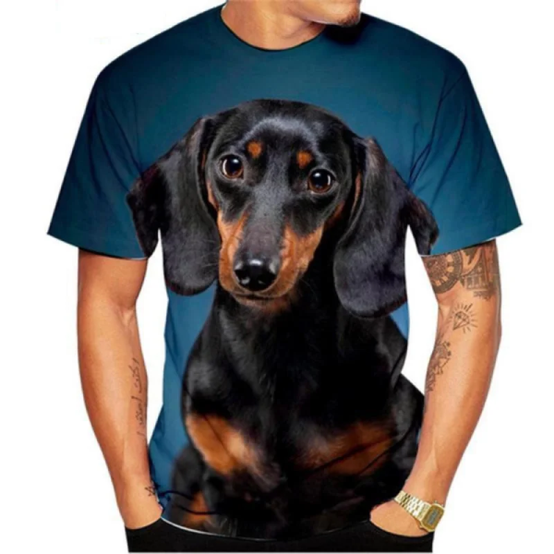 

Summer Men's and Women's 3D Dog Print T-shirt, Fun Casual Quick Drying Short Sleeves, New Creativity in 2023