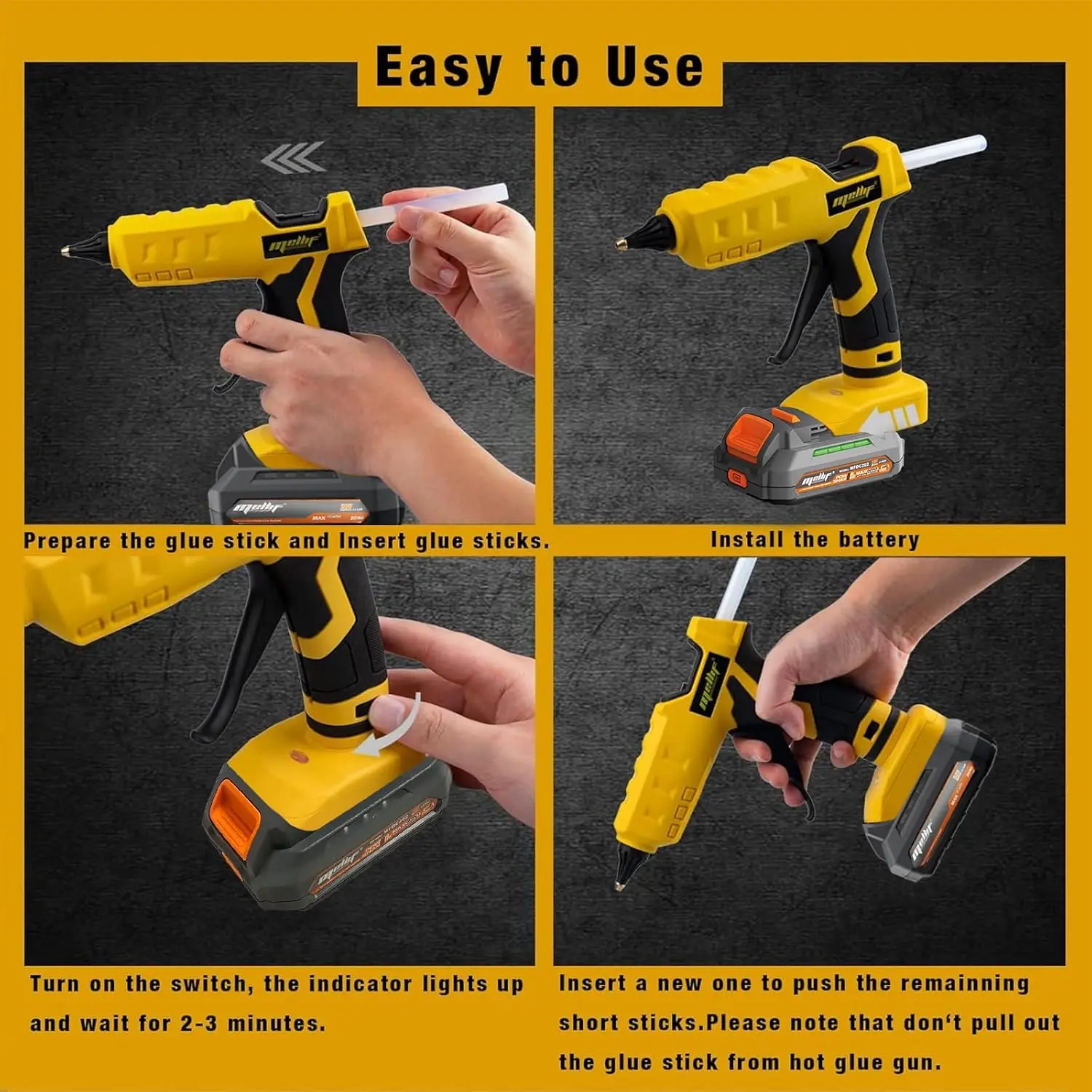 Cordless Hot Glue Gun Compatible with Dewalt 18V 20V MAX Battery 11mm Glue Sticks Electric Repair Tool Hands DIY Tools(tool only 6