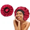 Women Night Sleep Hair Caps Silky Bonnet Satin Double Layer Adjust Head Cover Hat Shower Cap for Curly Hair Styling Accessories 4