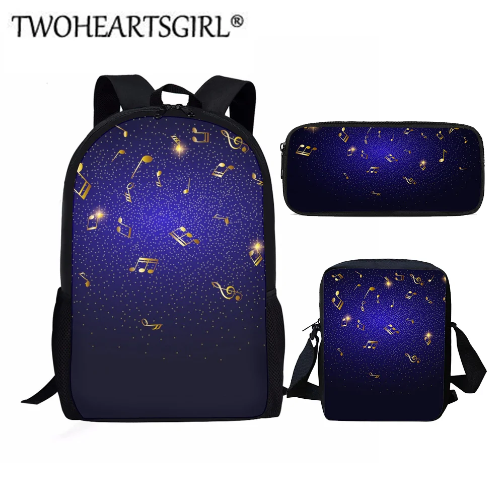 

Twoheartsgirl 16inch Student Schoolbag for Kids Music Note Print Women Large Laptop Bag Small Book Bag Zaino Scuola Elementare