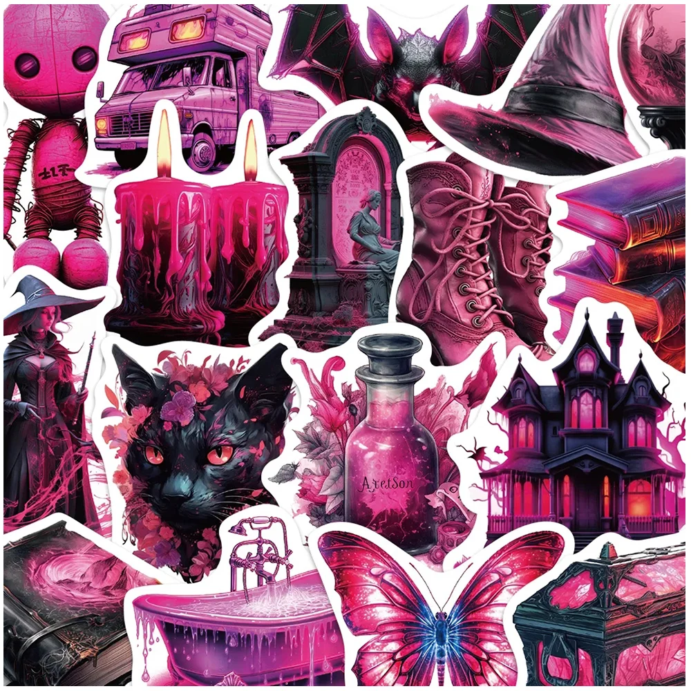 10/30/50PCS INS Purple Gothic Magic Stickers Aesthetic Decoration Decals Kids Toy Graffiti Motorcycle Laptop Helmet Cool Sticker horror gothic skull dagger brooch enamel dark halloween emblem metal backpack clothing decoration props flip collar pins gift