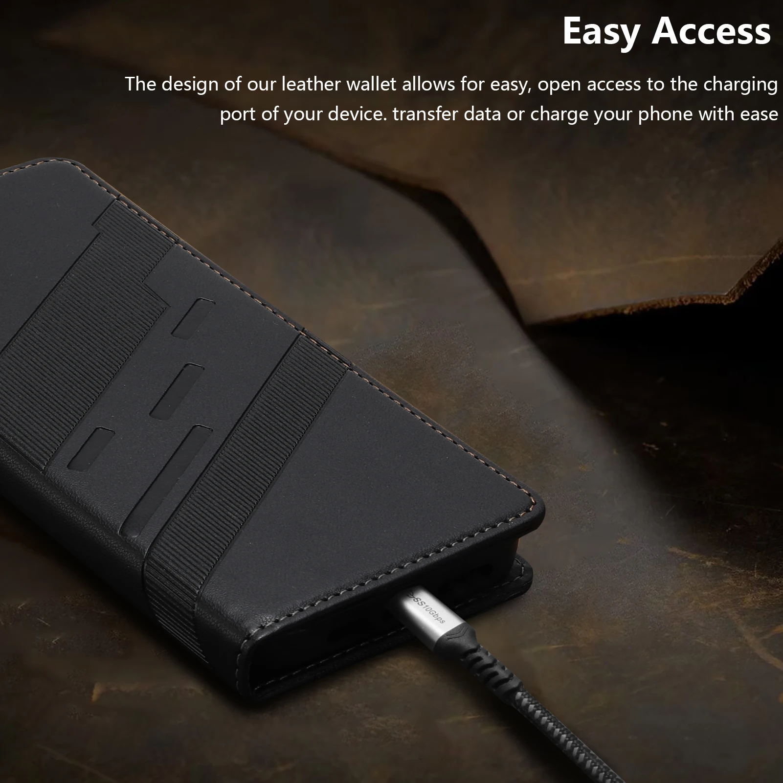 Magnetic Leather Flip Phone Case with Back Cover