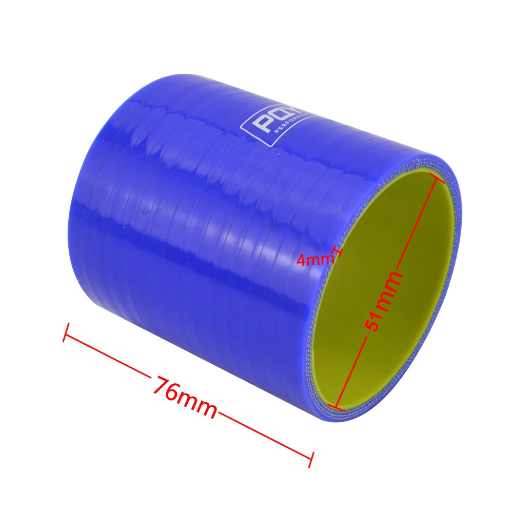 BLU e Giallo 2'' 51mm / 2.5" 64mm / 3" 76mm / 4" 102mm Tubo flessibile accoppiatore per tubo di aspirazione turbo intercooler in silicone dritto