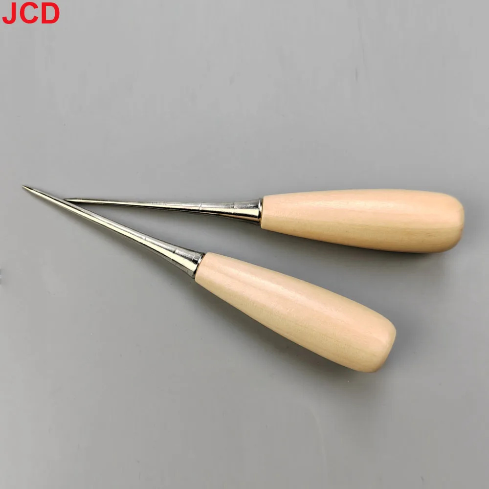 단단한 나무 손잡이가있는 2pcs 천 조각 송곳 DIY 재봉 액세서리, 송곳을 사용하여 도구, 펀치 및 드릴 구멍을 찌르십시오.