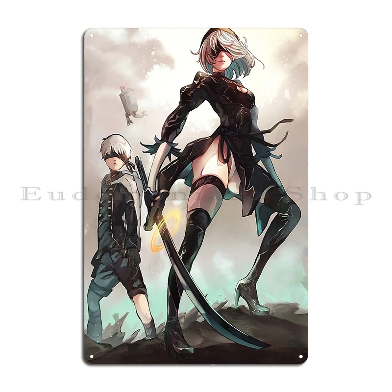 2b Nier Automata 금속 간판 클럽 파티 차고 클럽 빈티지 포스터 Tin sign 포스터