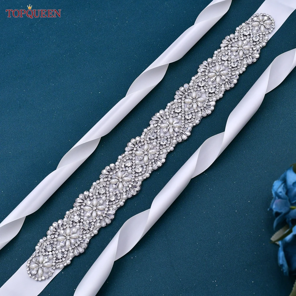 TOPQUEEN S04B Iuxury Bridal Dress Belts Women's Rhinestones Decoration Bride Wedding Accessories for Evening Party Gown Sashes