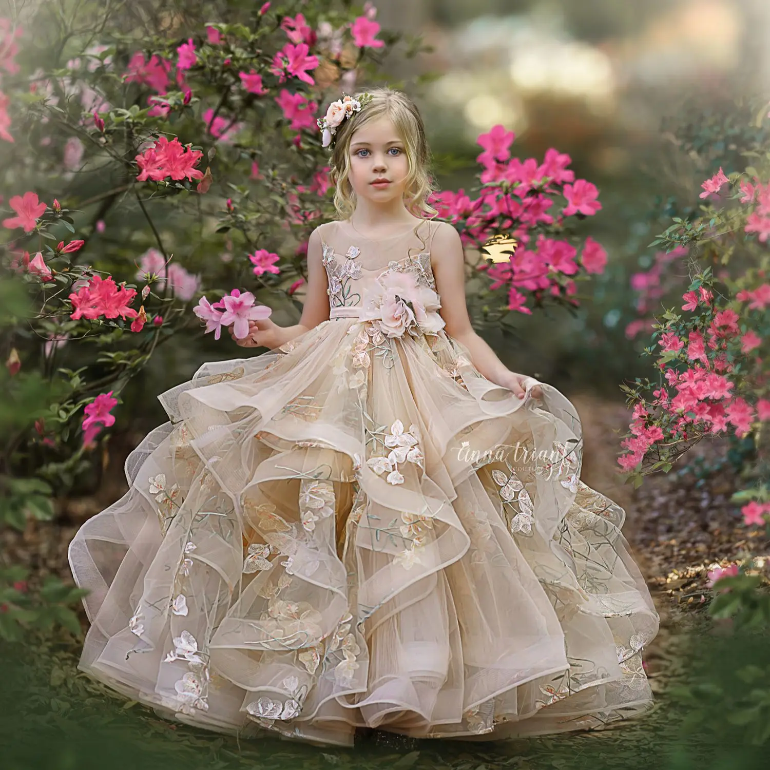 Fatapaese Flower Girl Dresssoft Mesh Flounces Intertwine With Lace