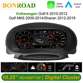 Panel de instrumentos digital Bonroad de 10.25 pulgadas para Volkswagen Golf 6 2010-2012 VW MK6 2009-2014 Sharan 2012-2019, panel de instrumentos virtual. 1