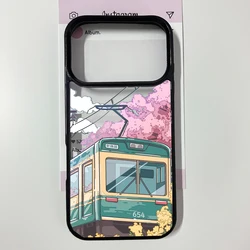 Cherry Blossom Mountain Landscape Clear Phone Case - Scenic Print Hard Cover - iPhone 15 (Style 1)