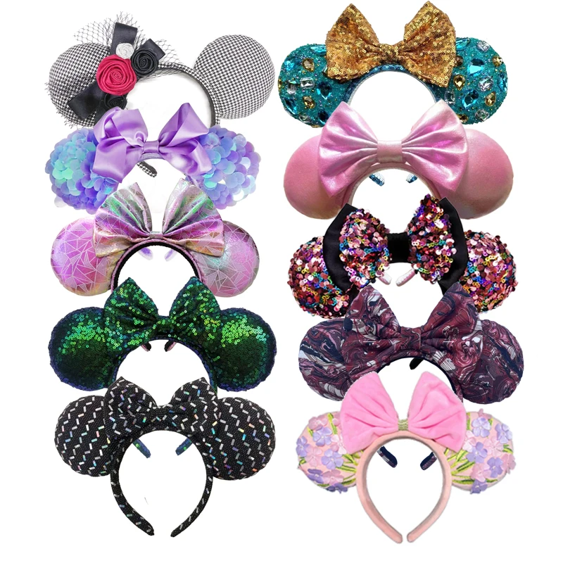 2023 Minnie Mouse Ear Headband Wedding dress Bow Wave point Minnie Headband EARS COSTUME Headband Cosplay Plush Adult/Kids Gift