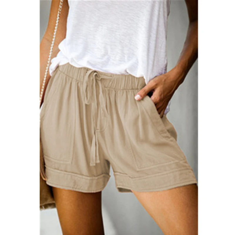 Women Casual High Waist Lace Up Straight Shorts Summer Fashion Y2K Print Beach Short Pants Loose Pocket Pantalones Ropa De Mujer