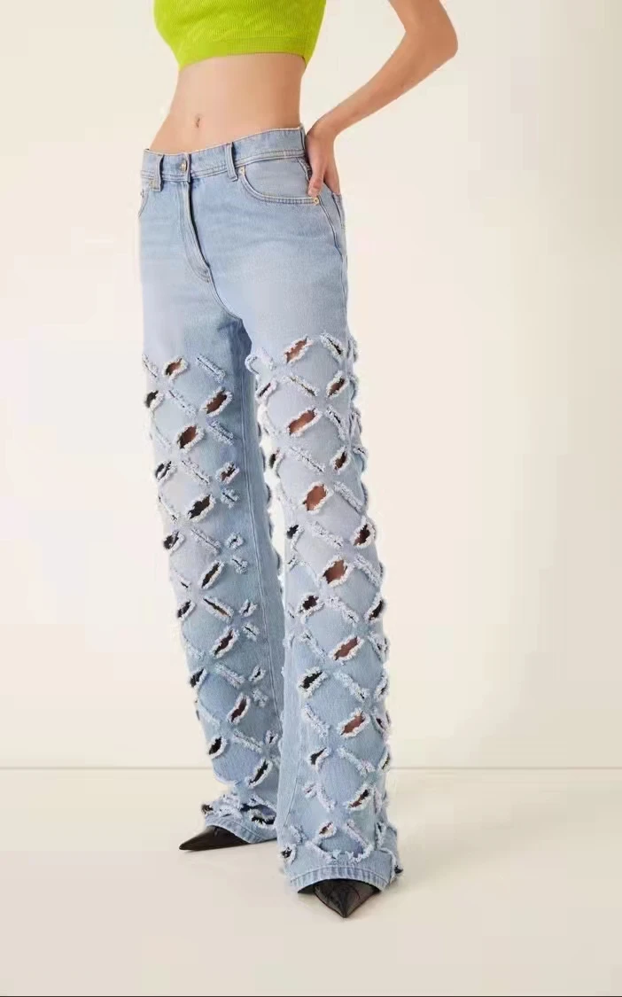 

2023 New fashion good quality cut water wash jeans