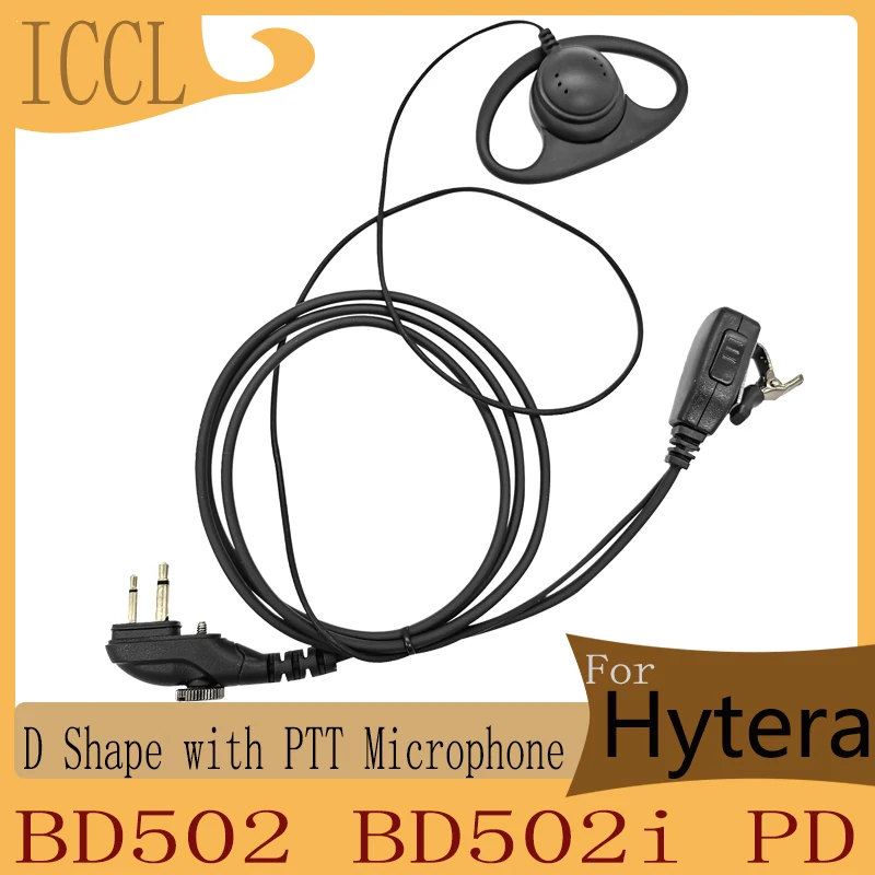 RISENKE D Shape Walkie Talkie Radio Headset with PTT Mic,Earpiece for Hytera,HYT,BD502, BD502i, PD402i, TC508,TC610,PD502,PD562 new earphone for hynectar tc508 bd500 pd562 pd502 tc580 walkie talkie iron clip earphone cable headset pd500 600 912 earhooked