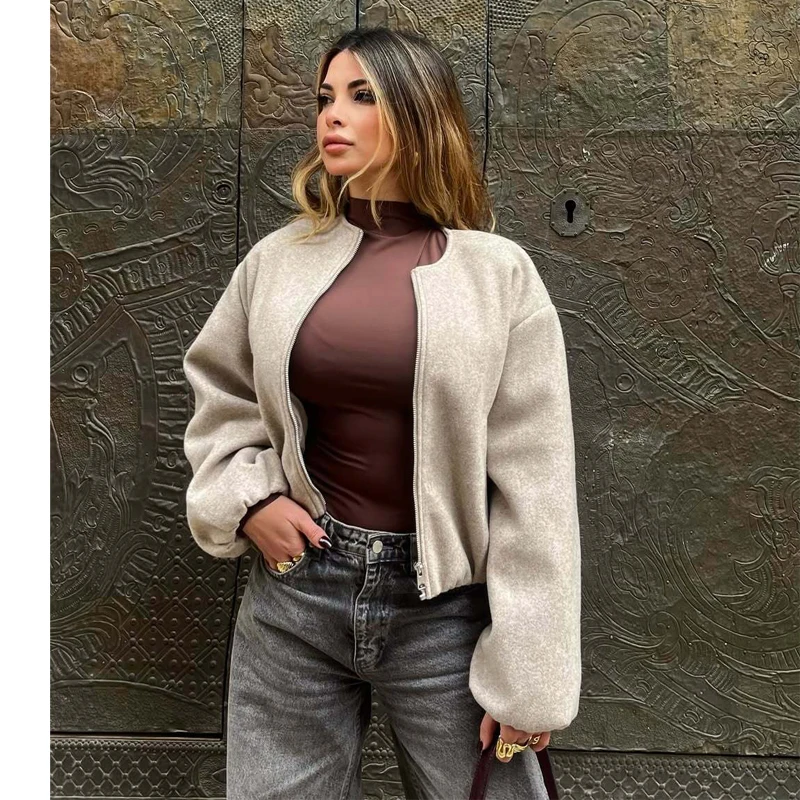 Vestes bomber en polaire pour femmes, veste de sport douce à fermeture éclair, veste courte décontractée pour femmes, manteaux à manches longues pour femmes, vêtements d'extérieur