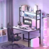 Study Desk for Bedroom, 47" Gaming Desk with Hutch and Bookshelf, White Teen Desk Study Table for Space Saving 3