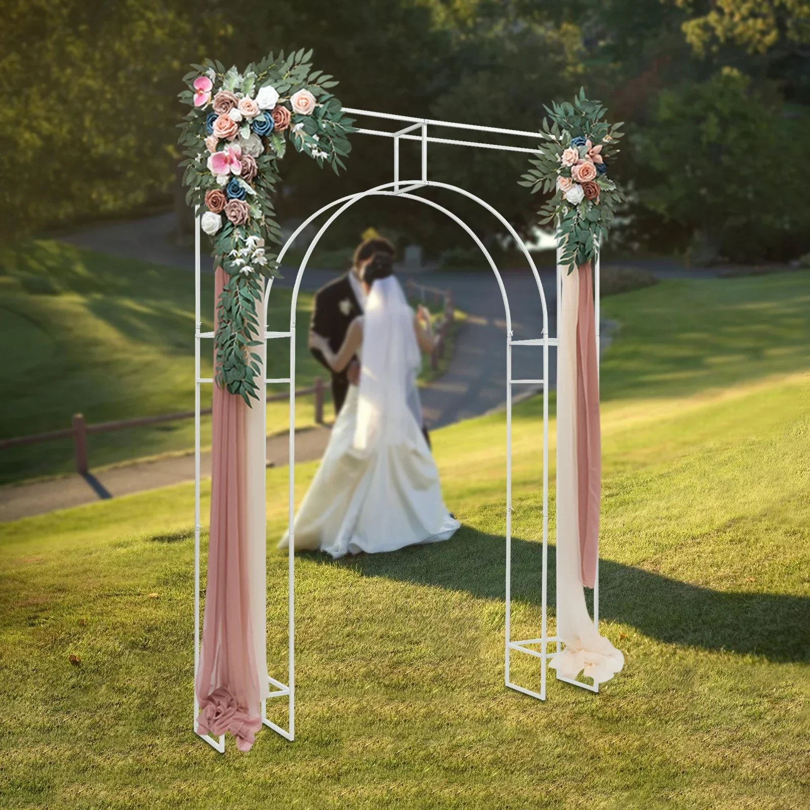 Wedding Arch with Carbon Steel Frame, 44.09 lbs Load Capacity, Removable Design for Floral, Party, and Event Decorations