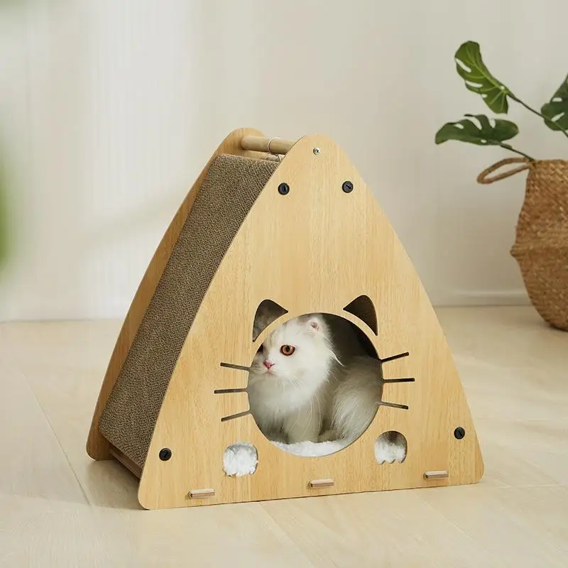 창의적인 골판지 고양이 스크래칭 포스트, 수직형, 흘러내림 방지, 내마모성, 고양이 발톱 보호판, 흔들림 없는 고양이 둥지