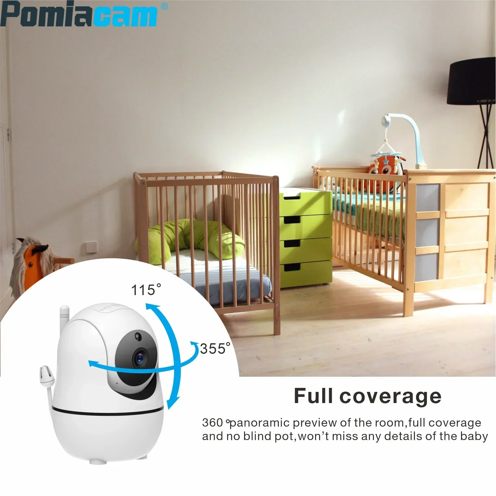 SM50 Baby Monitor Inch HD Rotating Baby Monitor Wireless Shaking