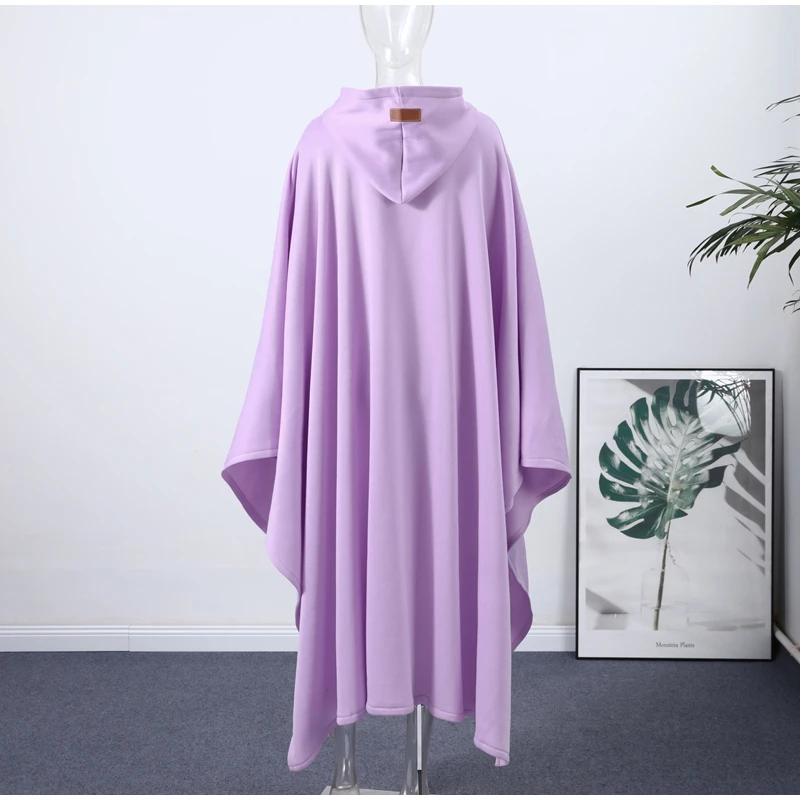Solide Übergroße Mit Kapuze Maxi Cape Frauen Faux Pelz Futter Männer Frauen Warme Langarm Mantel Mantel Winter Mode Festival Oberbekleidung – Detail 3