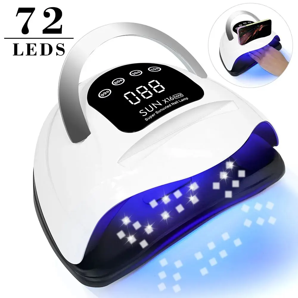 X16 맥스 빅 파워 UV LED 네일 램프, 건조 젤 네일 광택제 전문 72 LE..