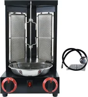 Shawarma Machine Countertop Rotisserie Grill Kebab Vertical Rotisserie Propane Turkish Chicken Doner Kebab Broiler wih 2 Burners 2