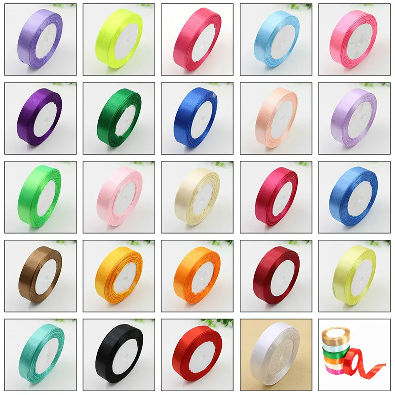 22Meter/Roll 1cm Silk Satin Ribbons Wedding party Decorative Gift Wrapping Accessories DIY Handmade Crafts Cake packaging
