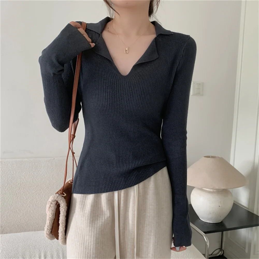 

PLAMTEE Slim Sweaters OL Women Solid Knitwear High Street 2022 Full Sleeve Gentle Chic Office Lady Bottoming Winter Pullovers