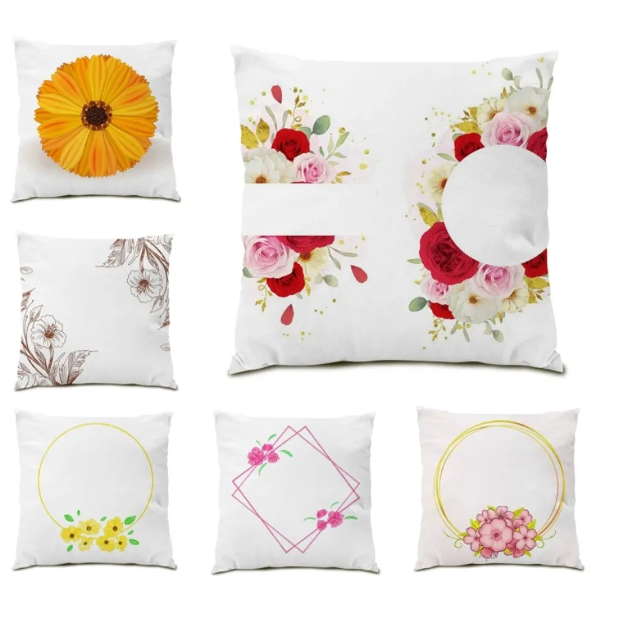 

Pillow Case Throw Pillow Covers Bed Living Room Decoration Flocking Plants Cushion Cover 45x45 Personalized Square Forest E0733