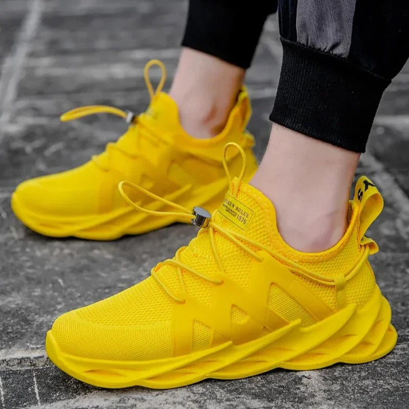 Summer Men Yellow Orange Sneakers 2023 Lace Up Shoes Casual