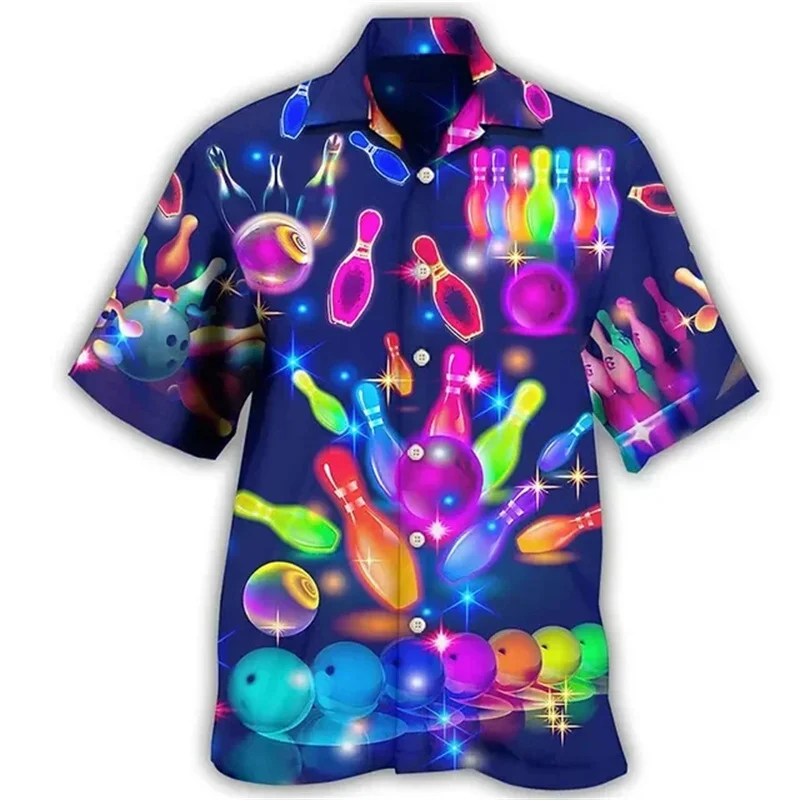 Summer Vintage 3D Fitness Lovers Bowling Printing Shirts Sports Gym Quick Dry Short For Men Funny Streetwear Clothing Top