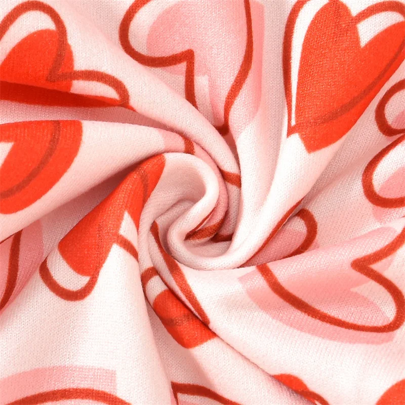 FOCUSNORM 1-6Y Schöne Kinder Mädchen Valentine Overalls Hosen Ärmellose Riemen Herz Gedruckt Spitze Trim Flare Strampler – Detail 10