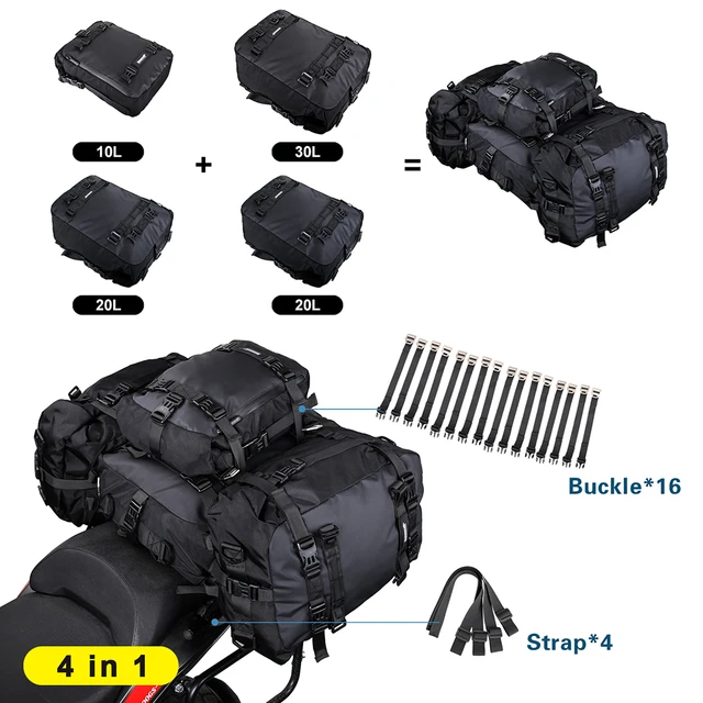 Bolsa Traseira de Motocicleta para viagem, Bolsa à Prova d'Água de moto, Armazenamento Interno para Selim de moto, Case para Bagagem de moto, Lado da Cauda Lateral de moto, 30l, 20l, 10l, Rhinowalk, 2