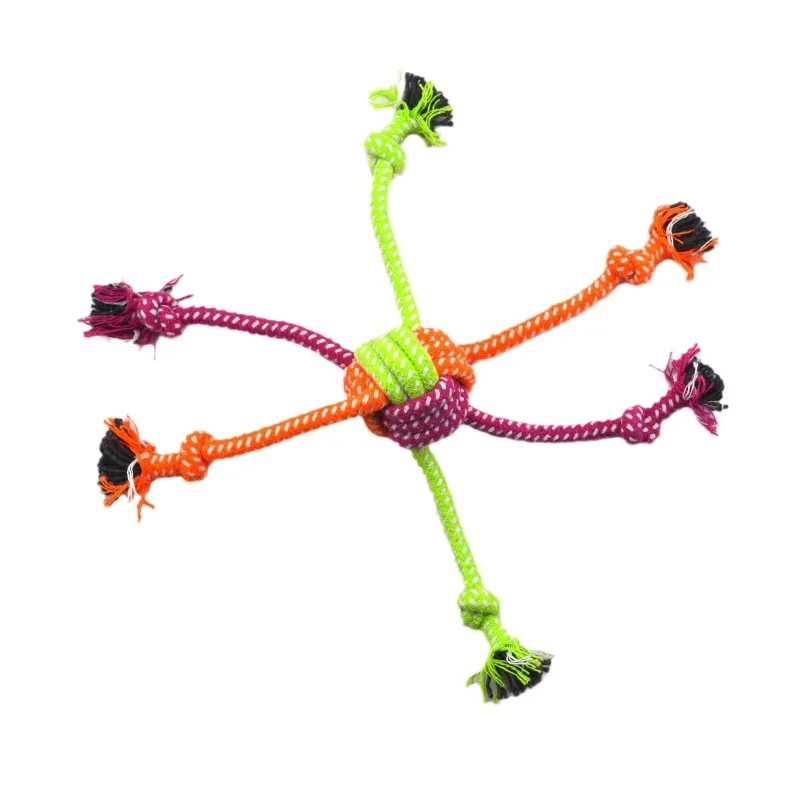 Interactive Knot Dog Toy Durable Bite-Resistant Dog Rope Toys Grinding Teeth Cleaning Toy Puppy Knot Dog Chewing Toy