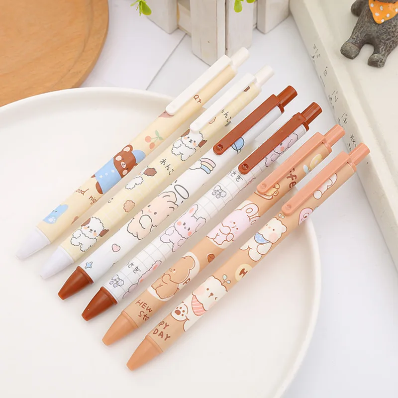 Lytwtw's Cute Gel Pen Creative Rabbit Bear Press 1 Piece Office Gift School Supplies Stationery Kawaii Funny Pens gel pens