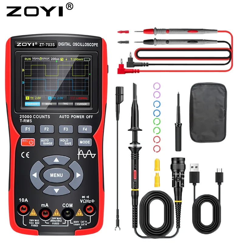 Digital Oscilloscope Multimeter  Dual-channel Real-time sampling Signal Generator rate 48MSa/s True RMS Professional Tester 6