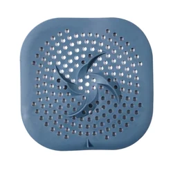 Floral Silicone Drain Cover & Hair Catcher - Anti - Blocking Sink Strainer (Blue - B)