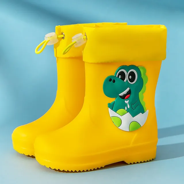 Children's Outdoor Waterproof Lined Half Height Rain Boots Rain Shoes With Drawstring Cartoon Non-Slip Rain Lightweight Boots 5