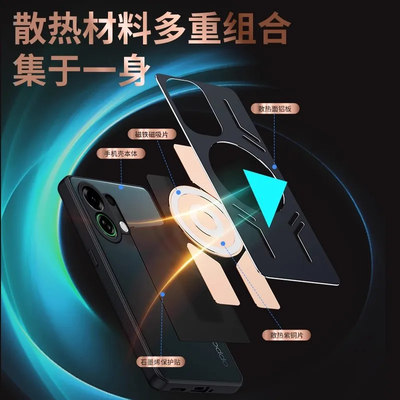 Premium Brass Graphene Cooling Phone Case with Metal Magnetic Red Copper Heat Dissipation Feature