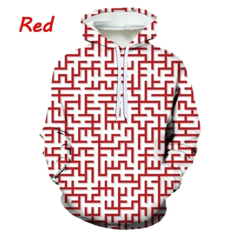 thumbnail image 1 of Sudadera con capucha con estampado de laberinto en 3D para hombres y mujeres, estilo informal, de talla grande, con personalidad, estilo moderno, para hombre, 1 of 4