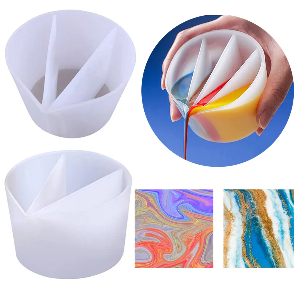 Pour Split Cup Silicone Epoxy Mix For Paint Pouring Cups DIY Acrylic Paint Resin Mold Fluid Art Split Cups Jewelry Making Tools