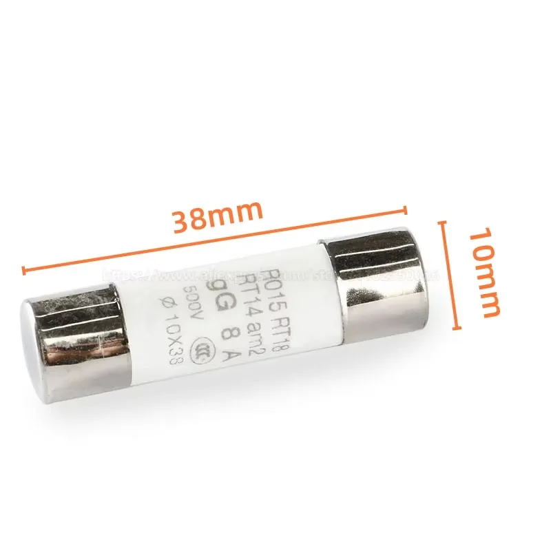 Ceramic fuse 0.5A 1A 2A 3A 4A 5A 6A 8A 10A 16A 20A 25A 32A 40A 500V RO15 R015 RT18 RT14 am2 380V 10*38 5PCS