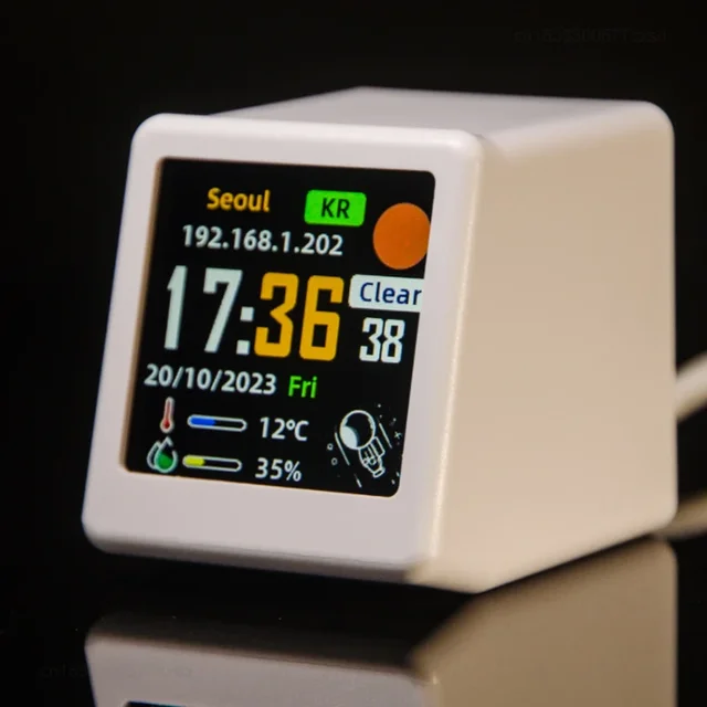 Small Portable Smart Wifi Weather Station Display Weather Temperature Humidity Time Alarm Clock Hone Desktop Decoration 1