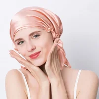 100% Natural Mulberry Silk Sleeping Cap Silk Shower Cap Nightcap Housework Cooking Hair Care Bonnet Protector Hair Accessories 2