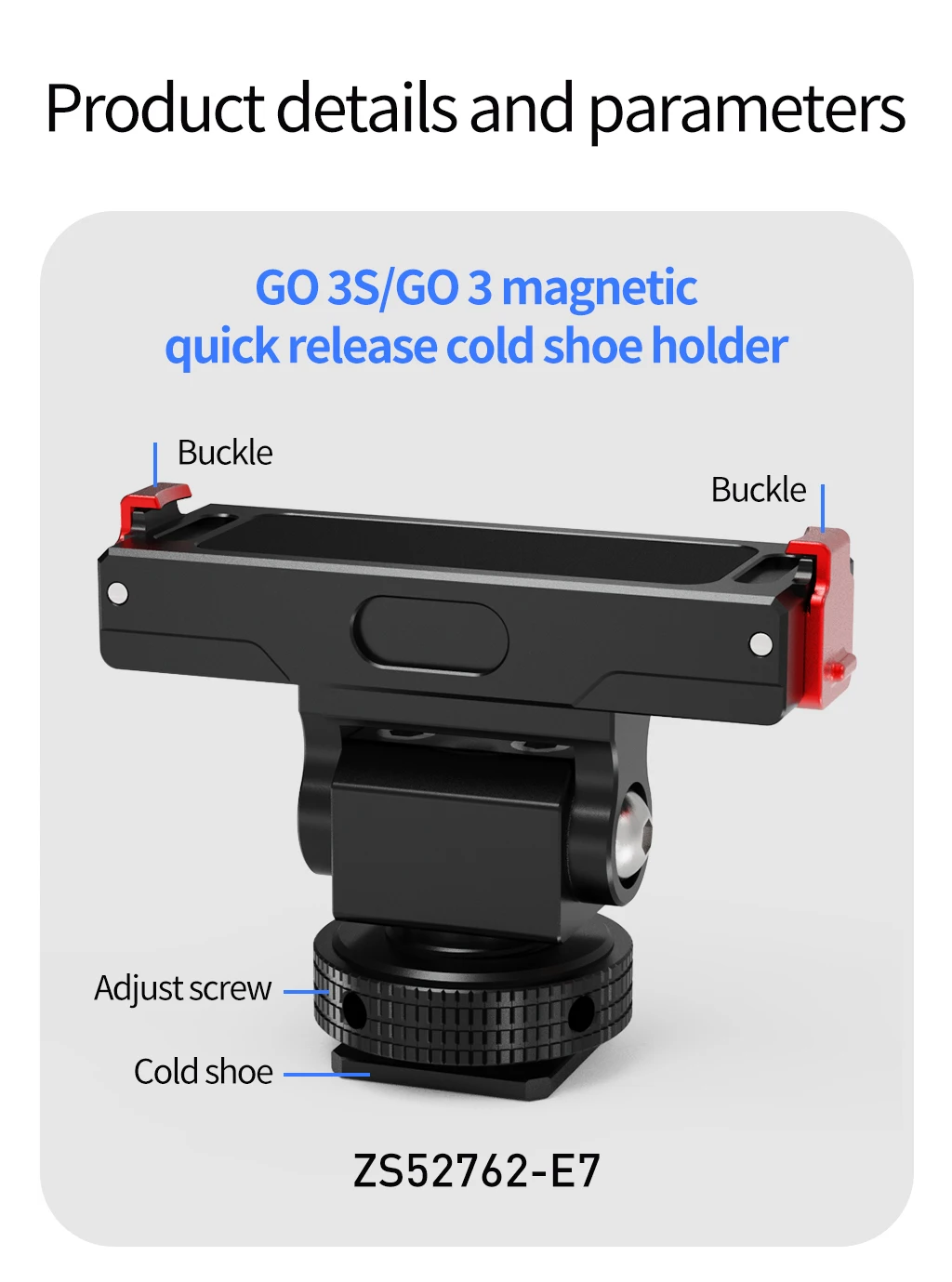 Für Insta360 Go 3 Go 3S Magnetische Schnellverschlussbasis 1/4" Schraube Kaltschuhhalterung Rucksack Schneller Clip für Daumen Kameraständer Halterung – Detail 28