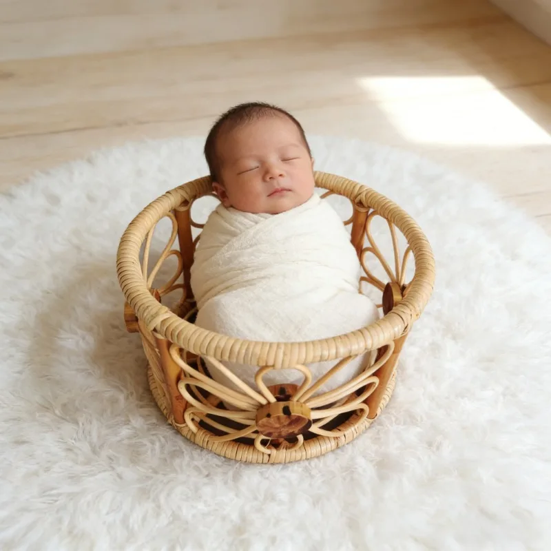 Vine Ingot Chair Newborn Props Studio Photography Shooting Furniture Essential Baby Photography Supplies Photo Tool for Shoots