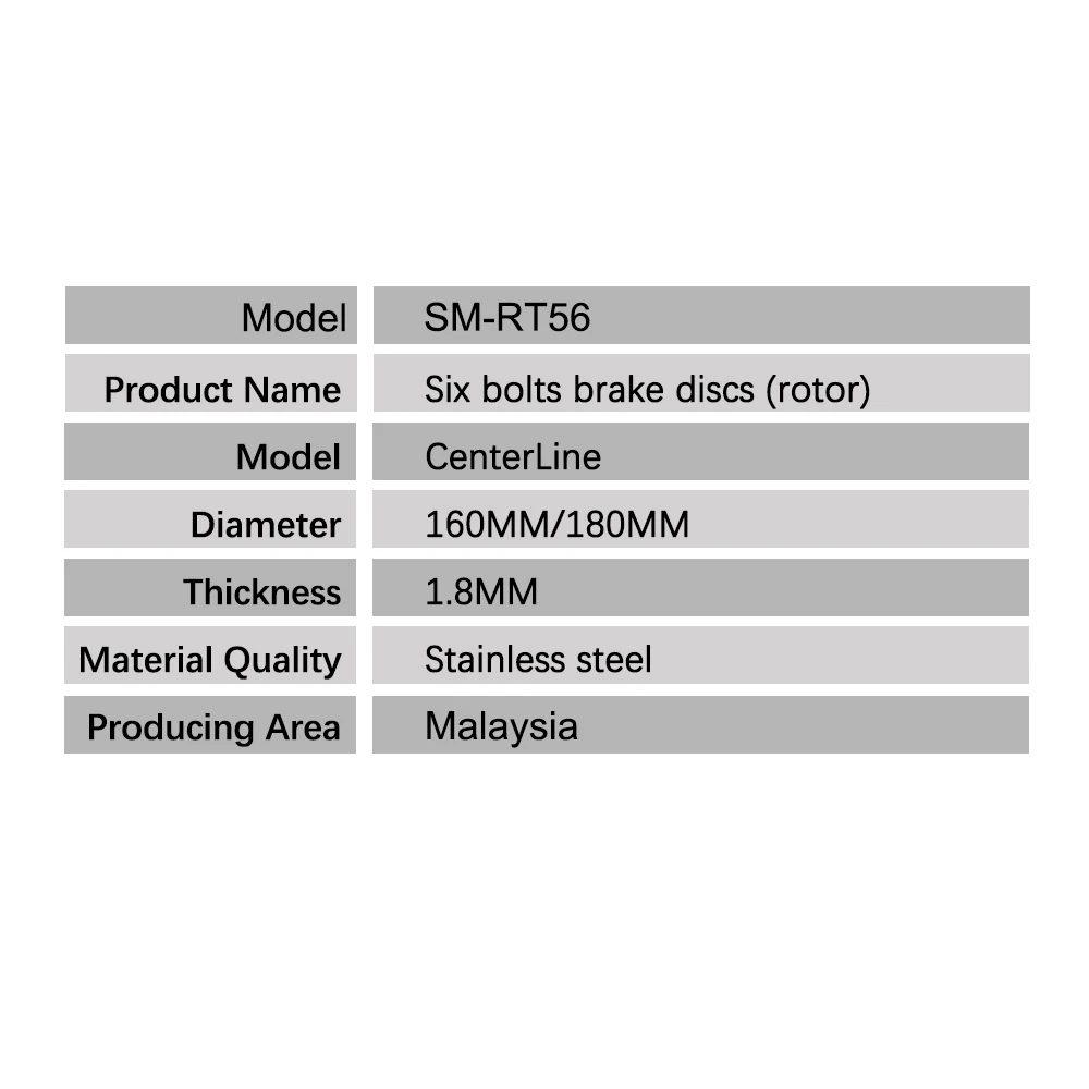 DEORE SM RT56 160MM 180MM 6-bolt brake rotor suitable for mountain bike disc brake rotor bicycle parts