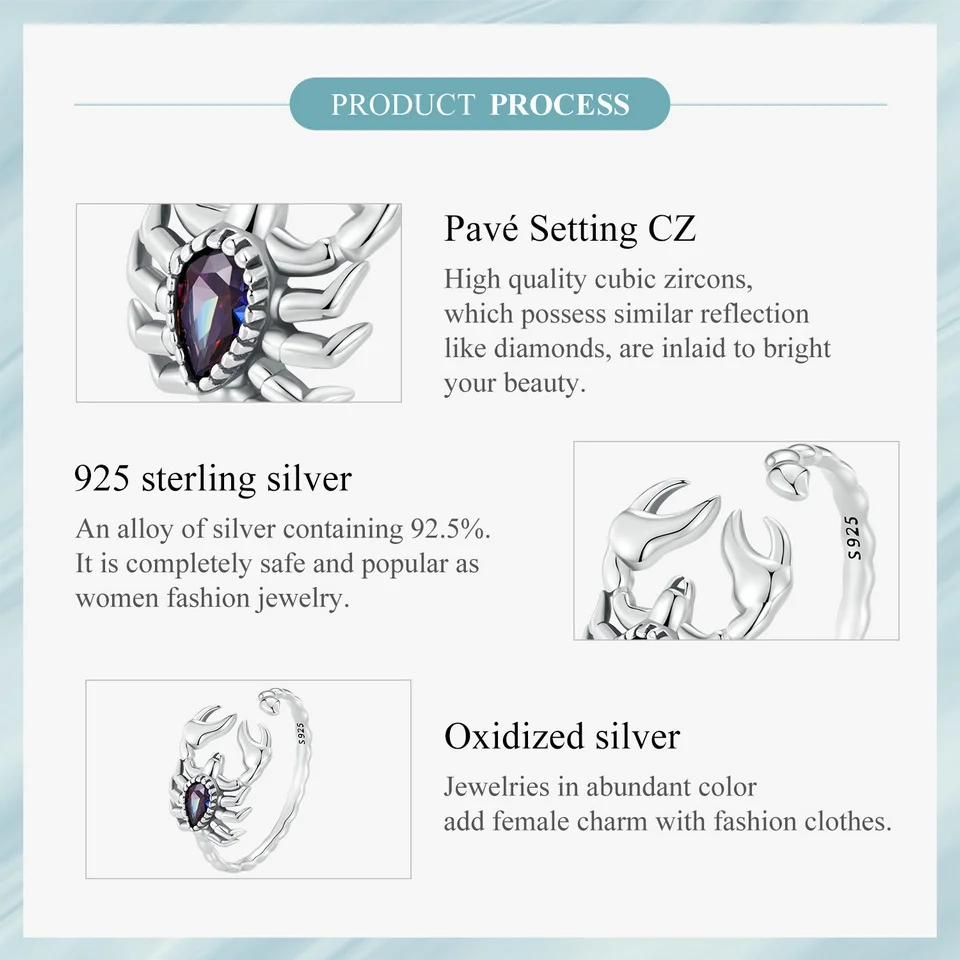 Bague Argent 925 Scorpion Diamant